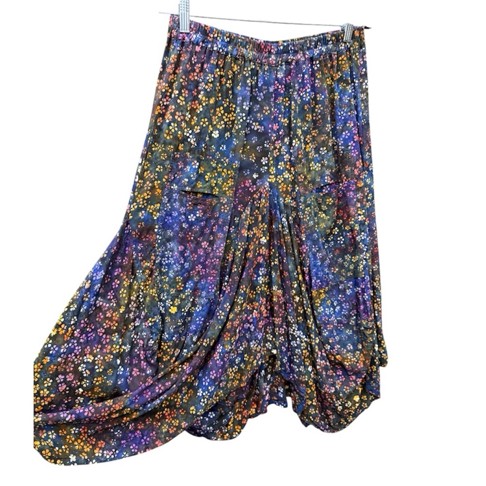 Floral Maxi Bubble Skirt with Pockets 100% Rayon